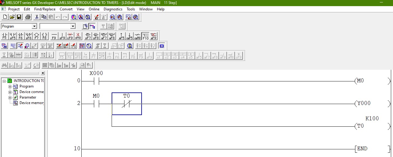 image showing closed contact for timer