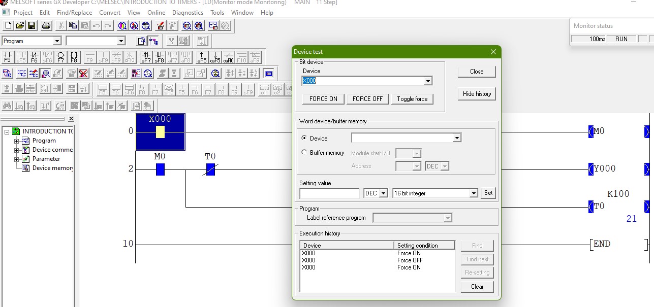 image showing a motor running within the specified time