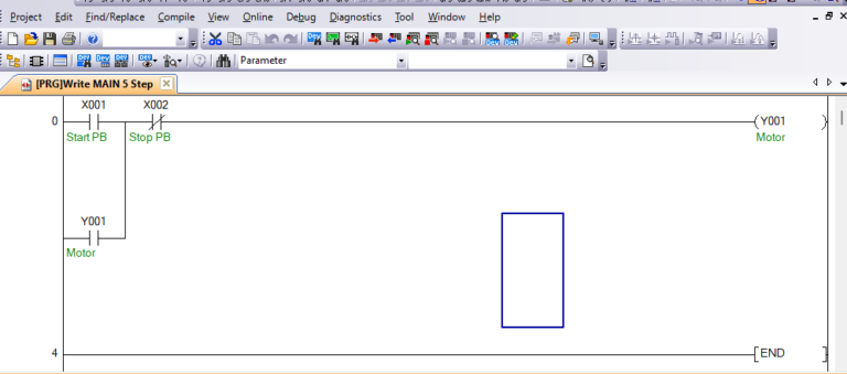 Latching example in ladder logic