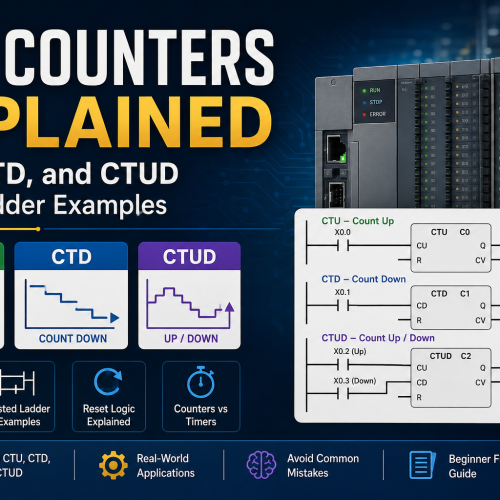 PLC Counters Explained: CTU, CTD, and CTUD with Ladder Examples