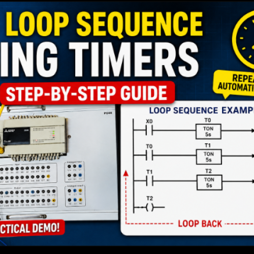 This is a full build-along tutorial that goes beyond the Bob Teaches Tech YouTube video. It covers the hardware, wiring, GX Works2 project setup, and explains each step of an automatic timer loop sequence on a Mitsubishi FX3U PLC